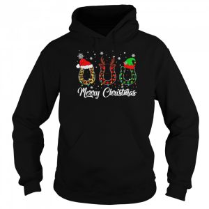 Merry Christmas Horse Hoof Buffalo Plaid Leopard Santa Hat Shirt 5