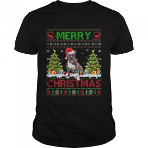 Merry Christmas Lighting Ugly Pitbull Christmas Sweater Tee T Shirt B0BKLGLCF7 1