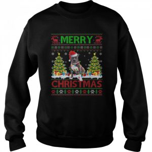 Merry Christmas Lighting Ugly Pitbull Christmas Sweater Tee T Shirt B0BKLGLCF7 4