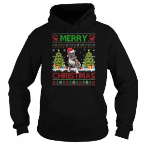 Merry Christmas Lighting Ugly Pitbull Christmas Sweater Tee T Shirt B0BKLGLCF7 5