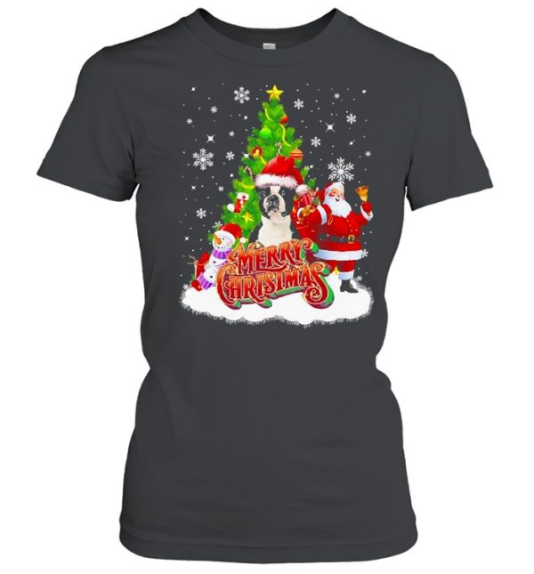 Merry Christmas Santa Claus Black Boston Terrier Sweater Shirt