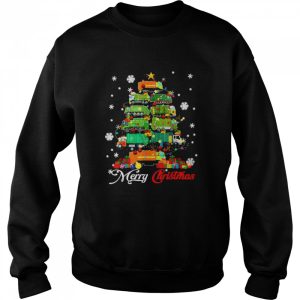 Merry Christmas Santa Reindeer ELF Garbage Truck Xmas Tree Sweater Shirt 4