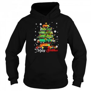 Merry Christmas Santa Reindeer ELF Garbage Truck Xmas Tree Sweater Shirt 5