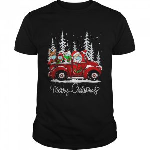 Merry Christmas Tree Buffalo Plaid Red Truck T Shirt 1