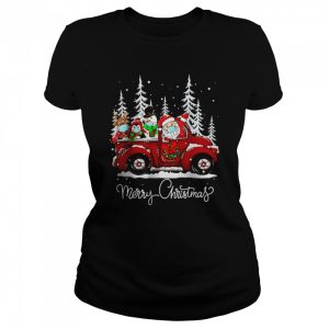Merry Christmas Tree Buffalo Plaid Red Truck T Shirt 2