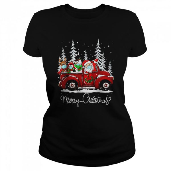 Merry Christmas Tree Buffalo Plaid Red Truck T-Shirt