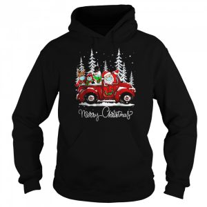 Merry Christmas Tree Buffalo Plaid Red Truck T Shirt 5