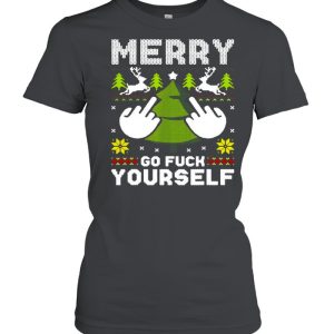 Merry Go F Yourself Middle Finger Ugly Christmas Sweater T-shirt