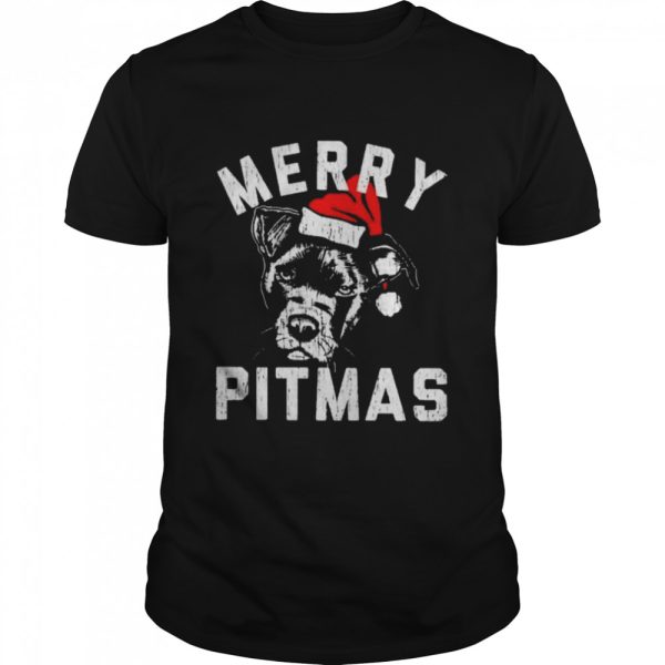 Merry Pitmas Santa Hat Christmas Shirt
