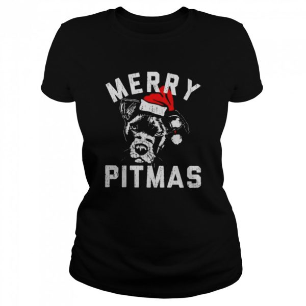 Merry Pitmas Santa Hat Christmas Shirt