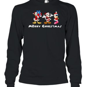 Mickey mouse and Minnie mouse and Duck Santa Merry Christmas shirt 3