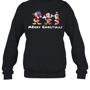 Mickey mouse and Minnie mouse and Duck Santa Merry Christmas shirt 4