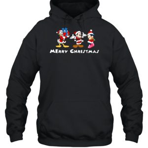 Mickey mouse and Minnie mouse and Duck Santa Merry Christmas shirt 5