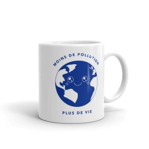 Mug Ecolo Moins de Pollution Blanc Brillant