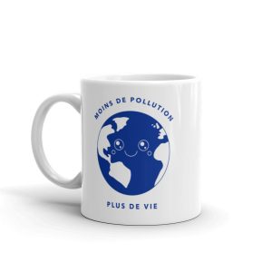 Mug Ecolo Moins de Pollution Blanc Brillant