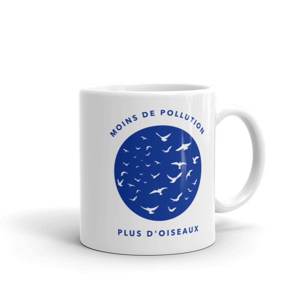 Mug Ecolo Moins de Pollution + d'oiseaux Mug Ecolo Moins de Pollution + d'oiseaux