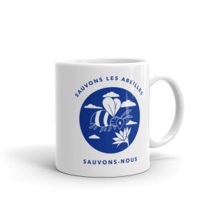Mug Ecolo Sauvons les abeilles Blanc Brillant