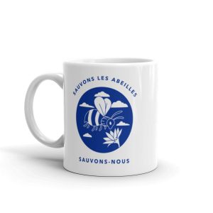 Mug Ecolo Sauvons les abeilles Blanc Brillant