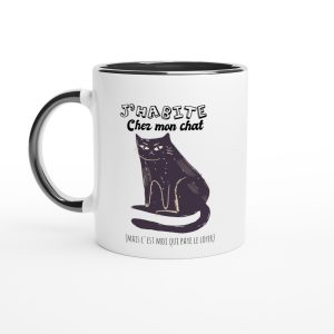 Mug J’habite chez mon chat – Affichez votre amour felin avec style!