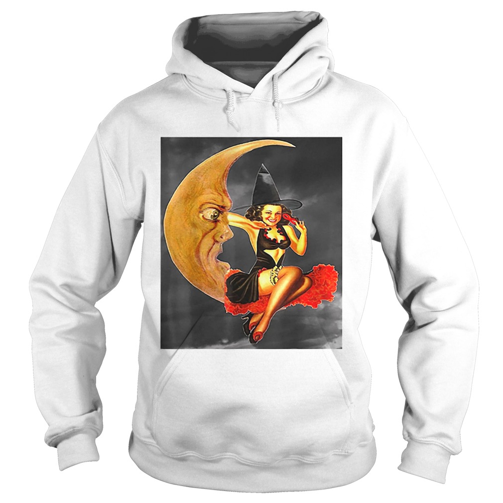 Nice Vintage Pin Up Girl Witch on Moon Halloween shirt Nice Vintage Pin Up Girl Witch on Moon Halloween shirt