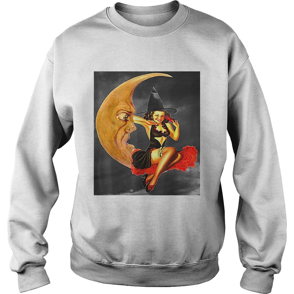 Nice Vintage Pin Up Girl Witch on Moon Halloween shirt Nice Vintage Pin Up Girl Witch on Moon Halloween shirt