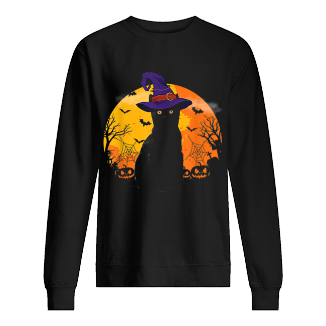 Nice Vintage Scary Costume Halloween Black Cat Witch Hat Moon shirt Nice Vintage Scary Costume Halloween Black Cat Witch Hat Moon shirt
