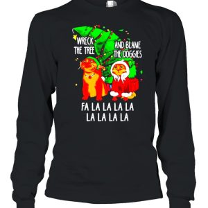 Nice cat wreck the tree and blame the doggies fa la la Christmas sweater 3