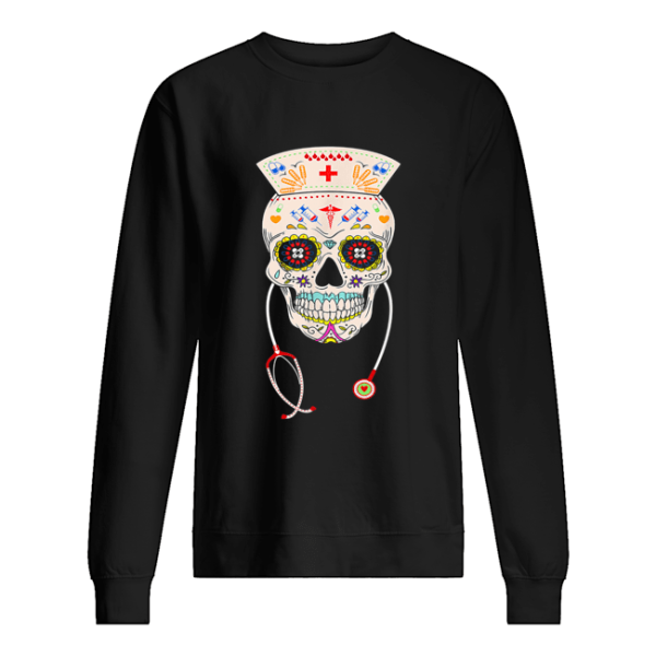 Nurse Sugar Skull Halloween Day Of The Dead Dia De Los shirt