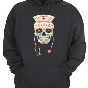 Nurse Sugar Skull Halloween Day Of The Dead Dia De Los shirt 3