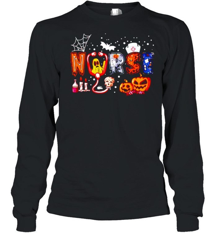 Nurse halloween stethoscope heartbeat pumpkin ghost shirt Nurse halloween stethoscope heartbeat pumpkin ghost shirt