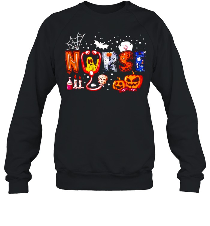 Nurse halloween stethoscope heartbeat pumpkin ghost shirt Nurse halloween stethoscope heartbeat pumpkin ghost shirt