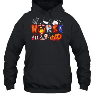 Nurse halloween stethoscope heartbeat pumpkin ghost shirt 3