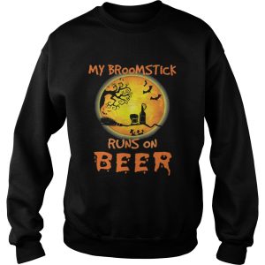 Official My Broomstick Runs On Beer Moon Funny Drinking Halloween shirt 3