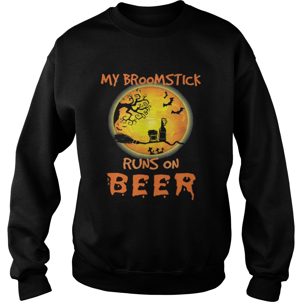 Official My Broomstick Runs On Beer Moon Funny Drinking Halloween shirt Official My Broomstick Runs On Beer Moon Funny Drinking Halloween shirt