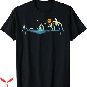 Palm Tree T-Shirt Heartbeat Sailboat Tropical Palm Trees Tee