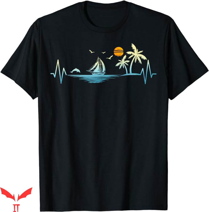 Palm Tree T-Shirt Heartbeat Sailboat Tropical Palm Trees Tee Palm Tree T-Shirt Heartbeat Sailboat Tropical Palm Trees Tee