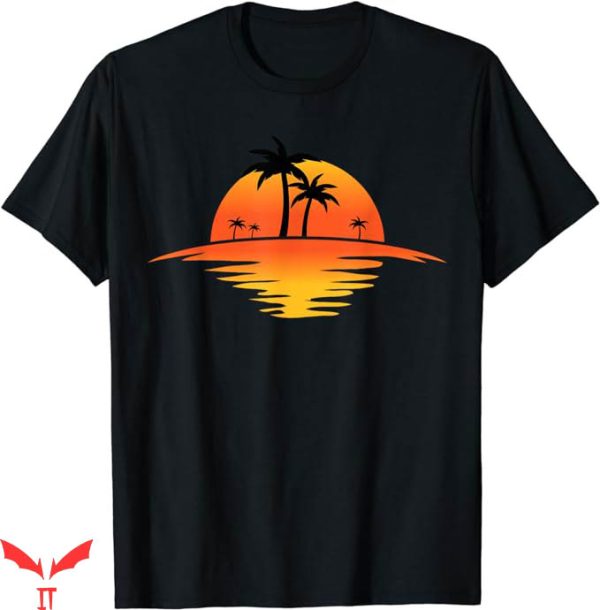 Palm Tree T-Shirt Sunset Beach Silhouette Tropical Trending