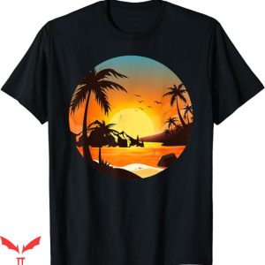 Palm Tree T-Shirt Tropical Sunset Mountains Beach Vacation
