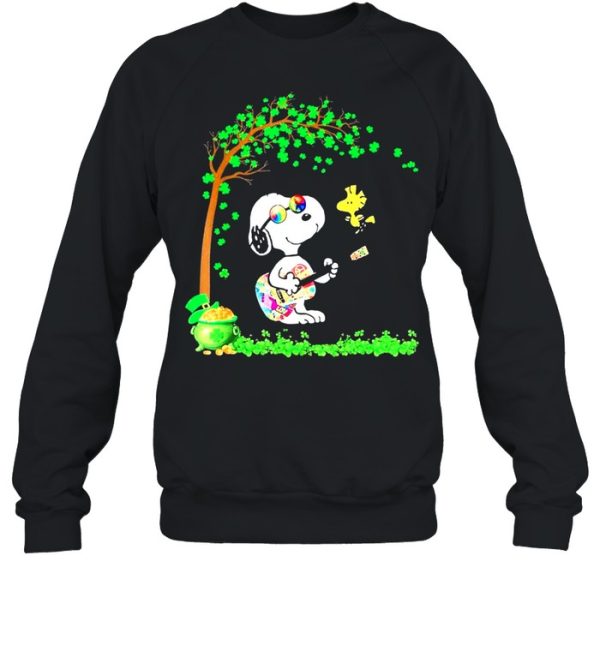 Patricks Day With Snoopy Playing Guitar And Woodstock In Patrick Tree shirt