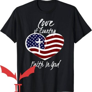 Patriotic Made In Usa T-Shirt Christian Faith In God Heart Cross