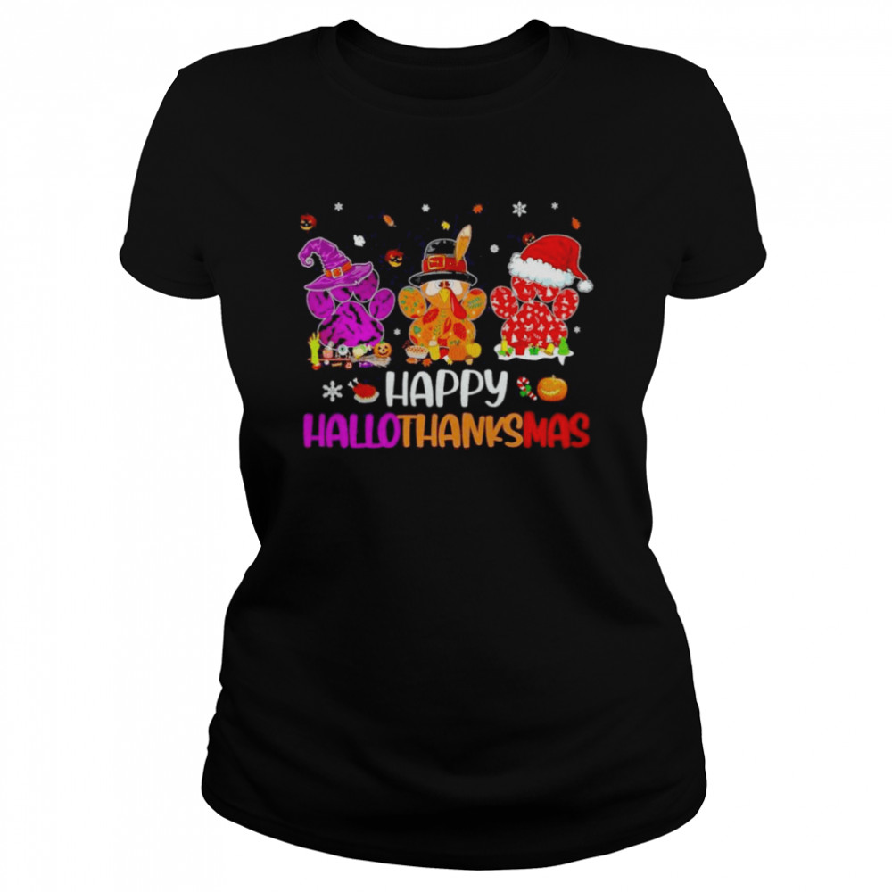 Paw Prints Happy HalloThanksMas Halloween Thanksgiving Christmas Dog Happy Halloween 2022 T-Shirt Paw Prints Happy HalloThanksMas Halloween Thanksgiving Christmas Dog Happy Halloween 2022 T-Shirt