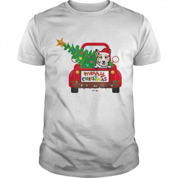 Pembroke Welsh Corgi Dog Riding Red Truck Christmas Sweater Shirt