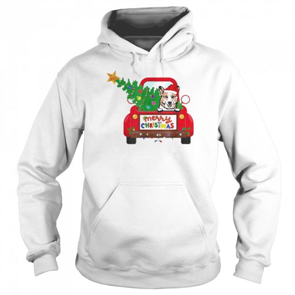 Pembroke Welsh Corgi Dog Riding Red Truck Christmas Sweater Shirt