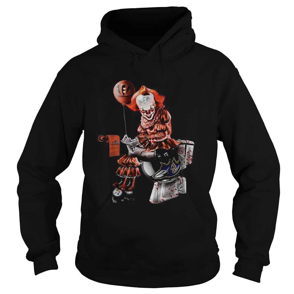 Pennywise Cincinnati Bengals Cleveland Browns Pittsburgh Steelers and Baltimore Ravens toilet shirt Pennywise Cincinnati Bengals Cleveland Browns Pittsburgh Steelers and Baltimore Ravens toilet shirt