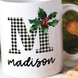 Personalized Initial Mug, Christmas Mug