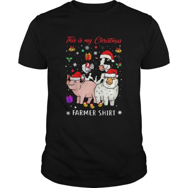 Pig Sheep Chicken Cow Santa This Is My Christmas Farmer shirt