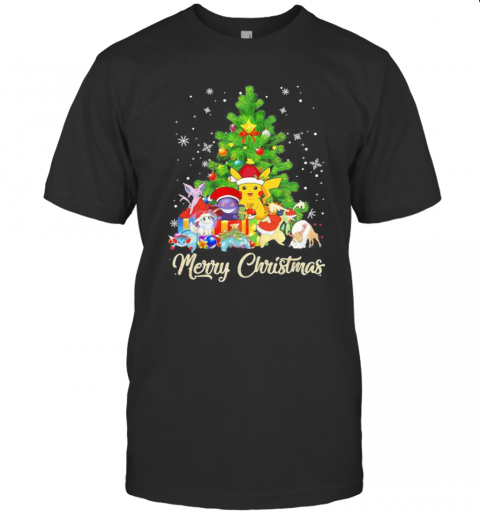 Pikachu Cartoon Merry Christmas Tree T-Shirt Pikachu Cartoon Merry Christmas Tree T-Shirt