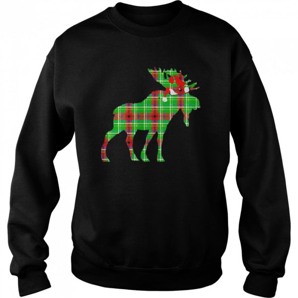 Plaid Moose Santa Hat Christmas Pajama Shirt
