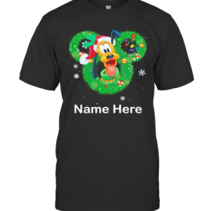 Pluto Dog Mickey Mouse Name Here Christmas T-Shirt