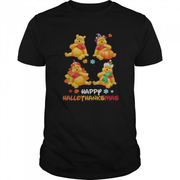 Pooh Disney Halloween And Merry Christmas Happy Hallothanksmas shirt